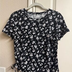 PINK Victoria's Secret Black Floral Short Sleeve Tee